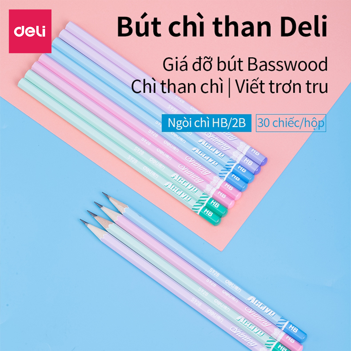  Bút chì lục giác Deli - loại 2B/HB - 30 chiếc/hộp - 58166 / 58167