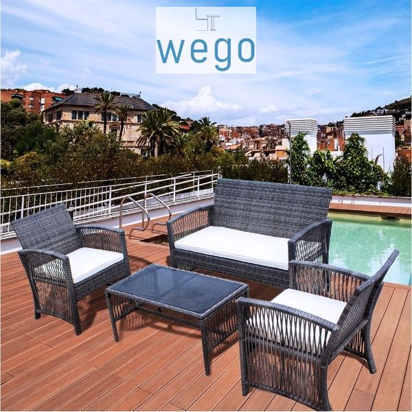 WEGO Bộ bàn ghế sân vườn/ Ban Công/ Hồ bơi - 3 GHẾ NGỒI // Outdoor Furniture Rattan Chair Set Rattan Sofa 3 Seater Garden Table and Chair