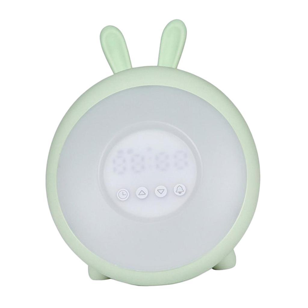 Night Light Clock for Kids, Cute Animal Bunny Nightlights for Baby Toddler Children Girls, Rechargeable 7 Changing Colors Table Lamp for Bedroom