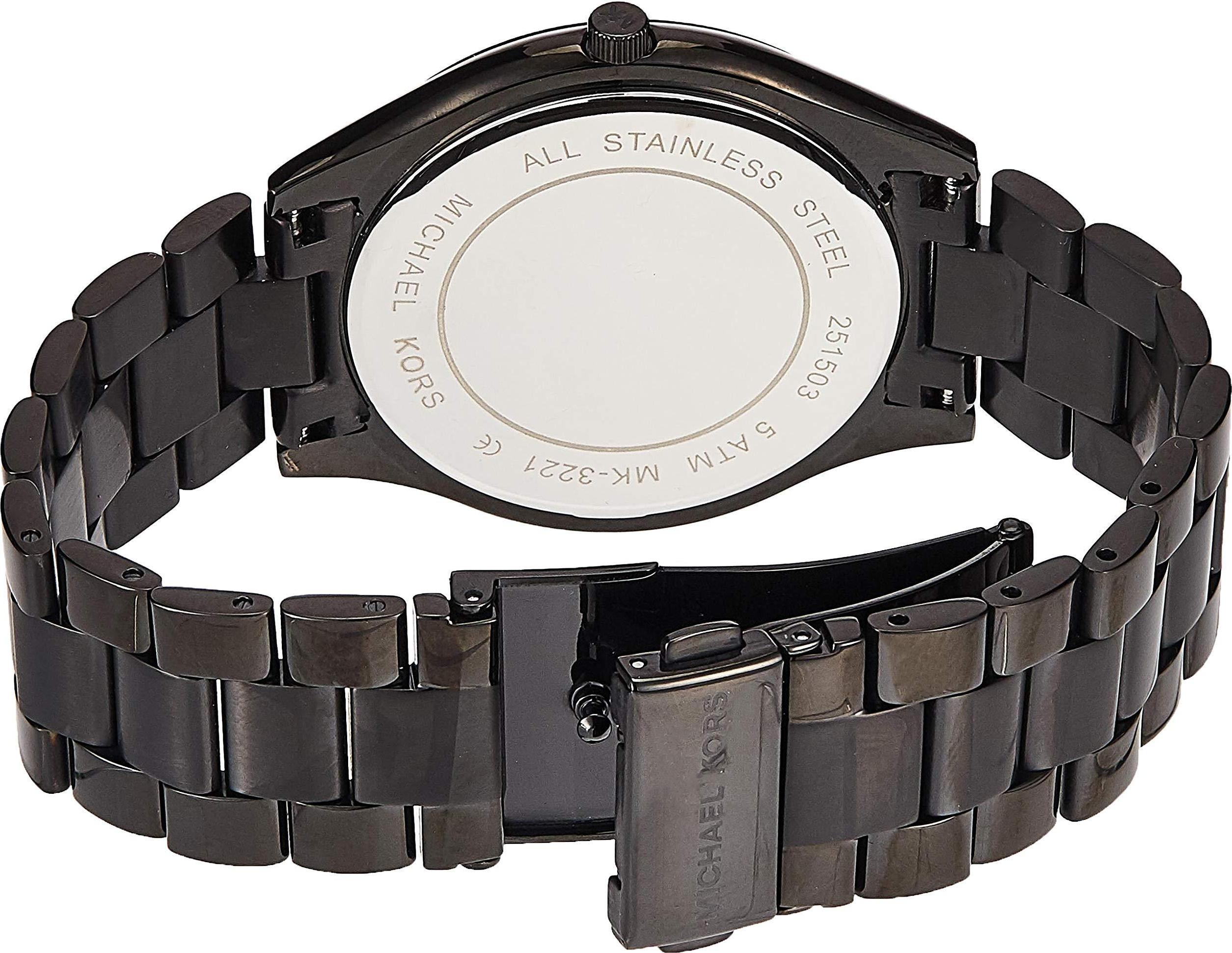 Mua Michael Kors Men's Mid-Size Black IP Slim Runway Three-Hand Watch