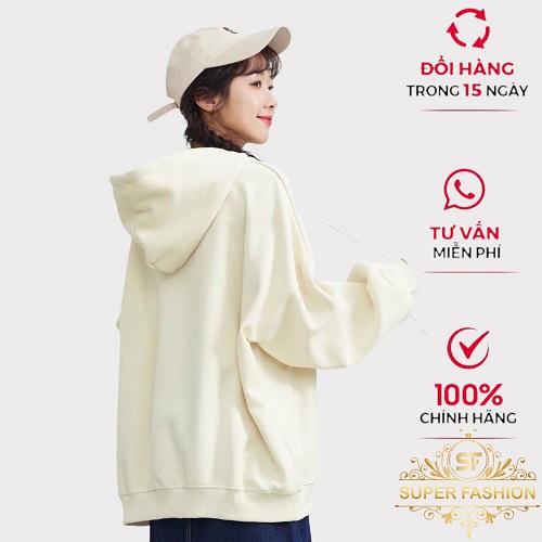 Hình ảnh Áo Hoodies Nữ Chui Đầu Có Nón In Chữ Chất Nỉ Mềm Mịn Form Rộng Mặc Đẹp Thoải Mái Thời Trang FASHION