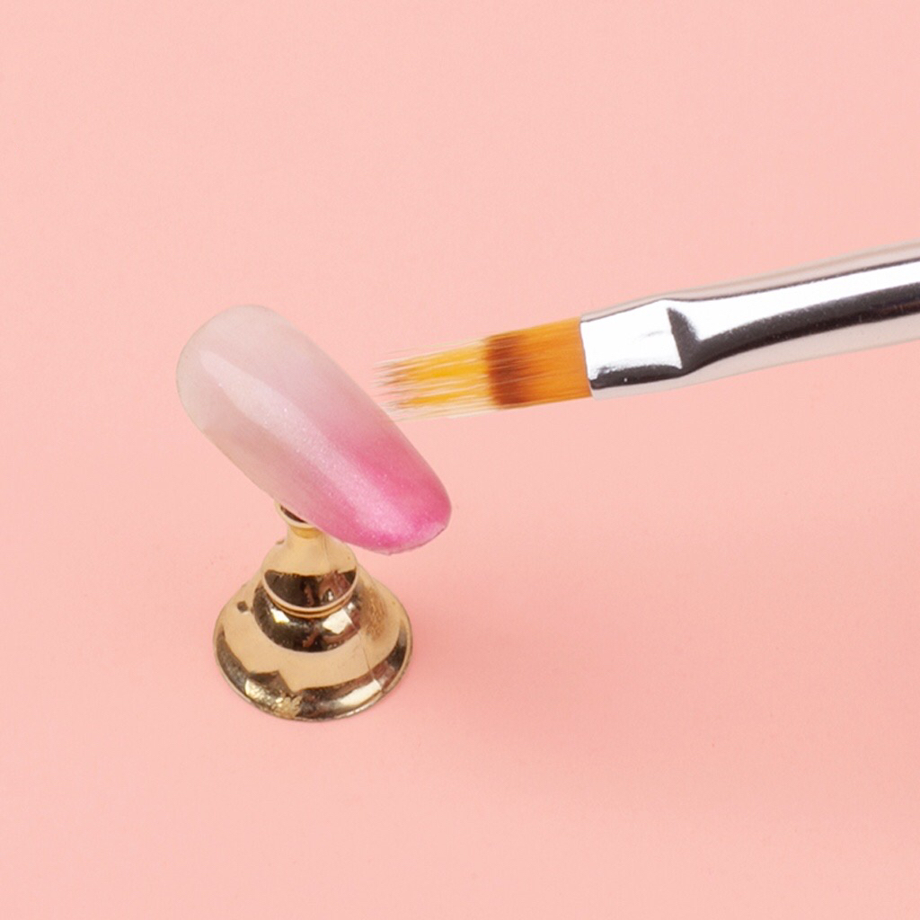 Cọ ombre đầu dẹt cán nhựa đen - Cọ nails trang trí dành cho thợ làm móng