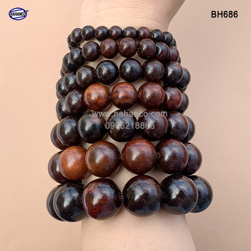 Vòng gỗ Trắc nhẵn bóng tự nhiên (Đủ size) bình an và may mắn (BH686) bền vĩnh viễn - Bracelets of HAHANCO
