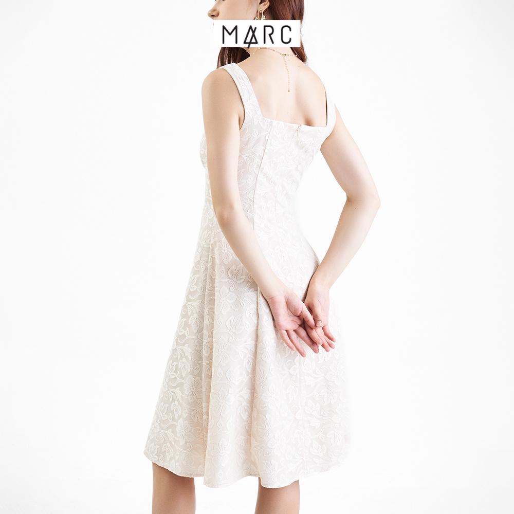 Đầm nữ MARC FASHION midi cổ vuông 2 dây nhún ngực CBLH103122