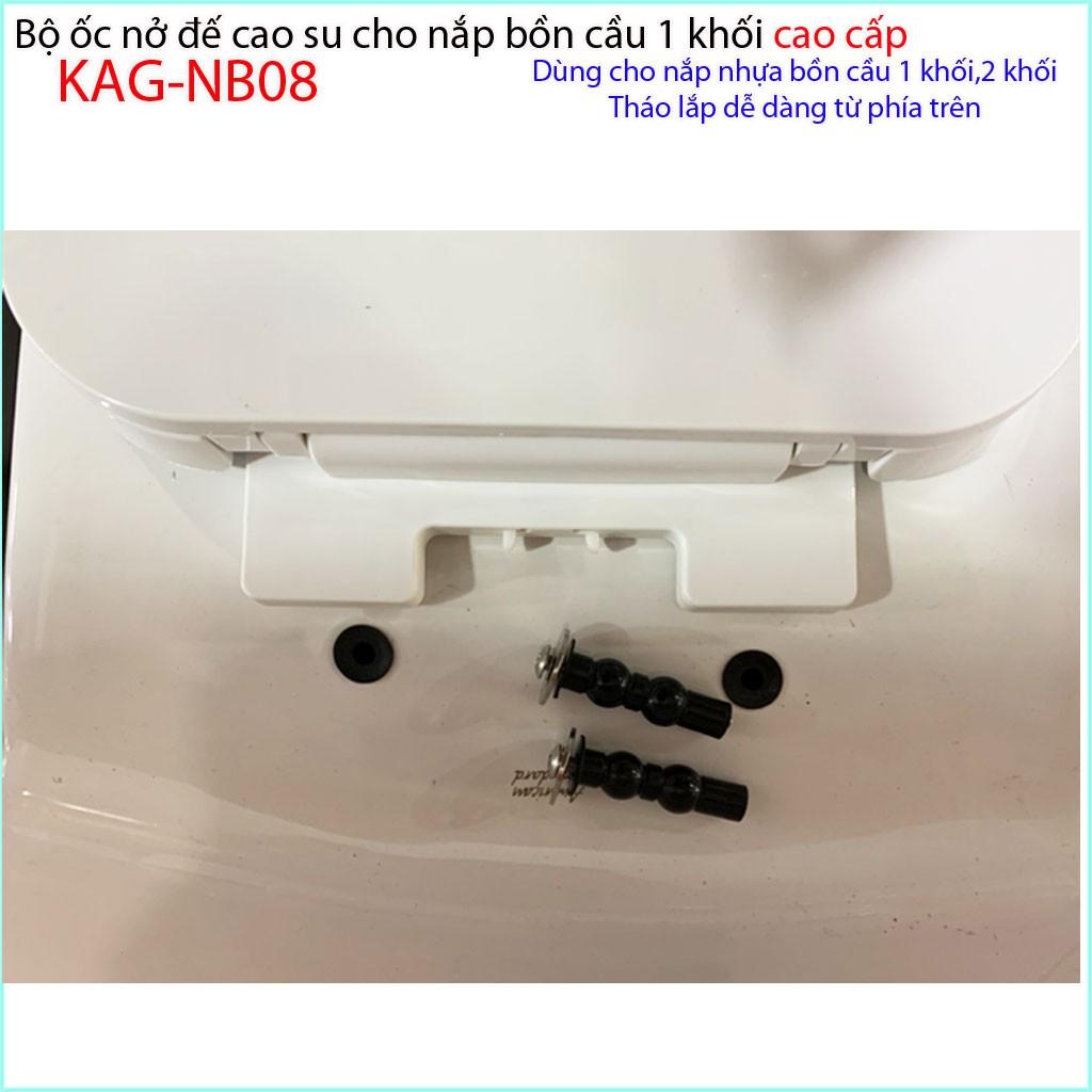 Ốc nắp cầu liền khối LInax KAG-NB08, ốc Inox gắn nắp đậy cầu American, ốc nở nắp Toto đế cao su dài dùng cho 100% chắc chắn sử dụng tốt