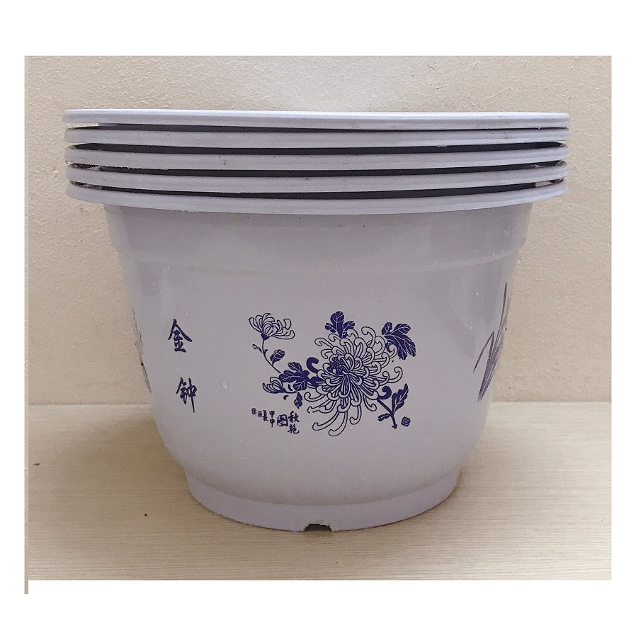 5 Chậu Nhựa Trồng Cây Hoa, Cây Cảnh A320x200 - Chậu nhựa giả Sứ hoa Xanh A330x200