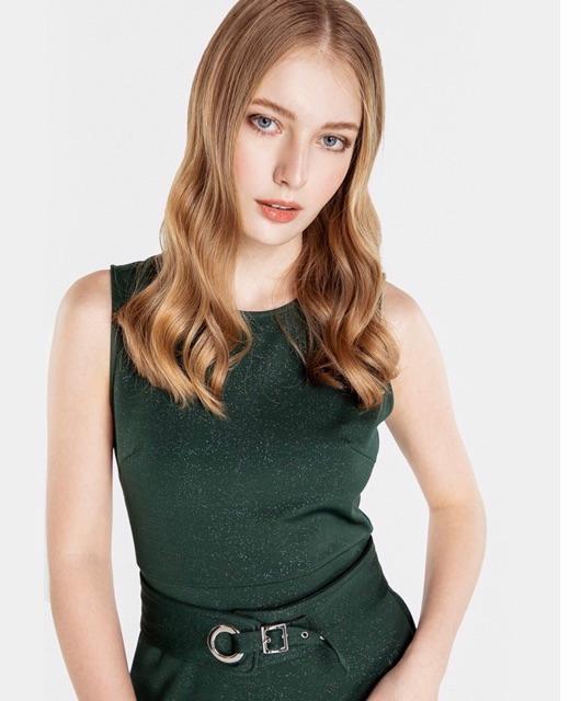 Đầm A sát nách rả tùng phối belt