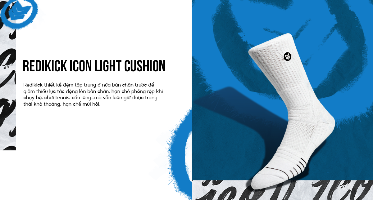 Hình ảnh Tất thể thao Redikick ICON Light Cushion Cotton Cổ cao Có đệm Thoáng khí Chống hôi chân vớ Bóng rổ Bóng đá Chạy bộ Gym, Cầu Lông, Tennis, Bóng chuyền