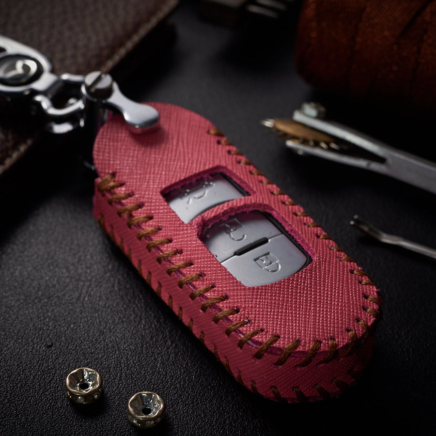 Bao Da Chìa Khóa Ô Tô dành cho Mazda 6 3 Nút Dạng hộp Da Bò Safiano mẫu classic