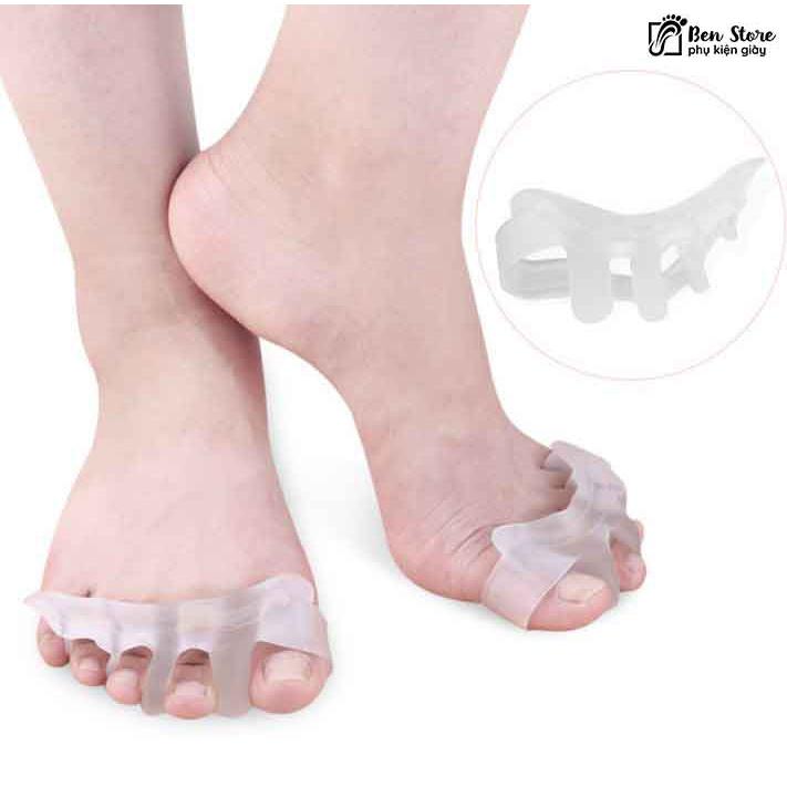 Cặp gel tách 5 ngón chân kẹp chân hallux valgus Điều Chỉnh Chứng Vẹo Ngón Chân Chăm Sóc Bàn Chân #sil75