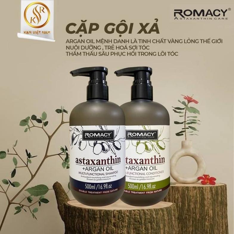 Dầu gội xả dưỡng sinh ROMACY ASTAXANTHIN Hương ARGAN mới phục hồi chống lão hóa, siêu mềm mượt tóc