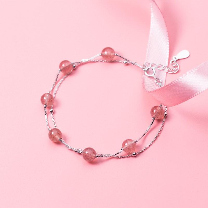 Vòng tay nữ bạc Ý s925 dâu tây 2 lớp S2165 - AROCH Jewelry