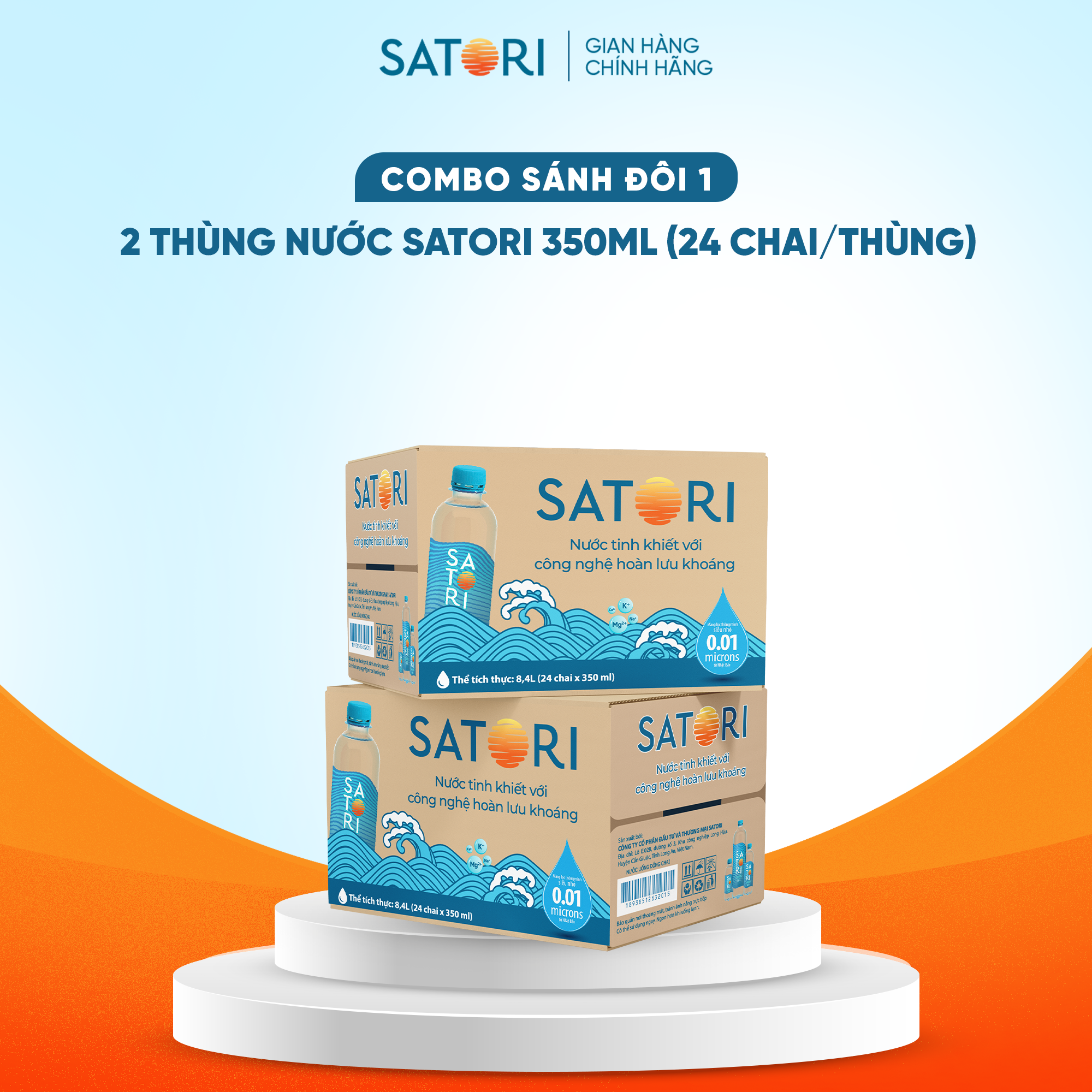 Combo 2 Thùng Nước Tinh Khiết Hoàn Lưu Khoáng SATORI 500ml