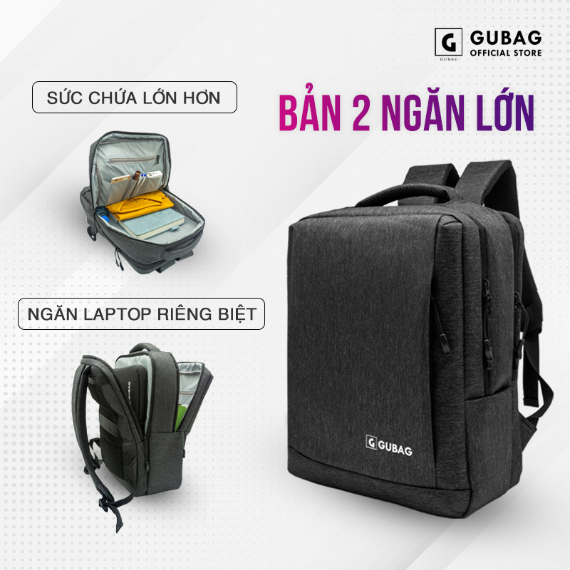 Balo 2 ngăn laptop sức chứa lớn, 2 ngăn lớn đựng được nhiều đồ, nhỏ gọn, tiện lợi cho việc đi làm, chống sốc, chống nước