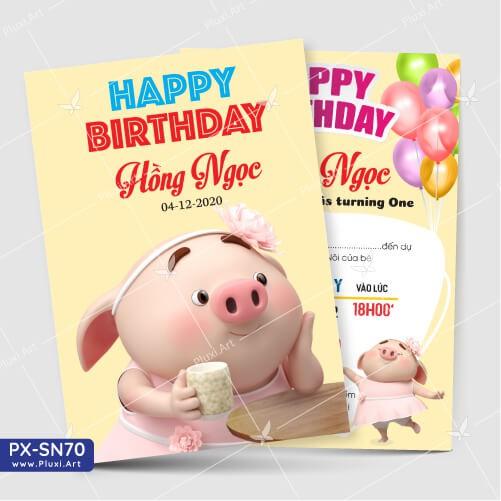Thiệp thôi nôi – sinh nhật theo yêu cầu Pluxi