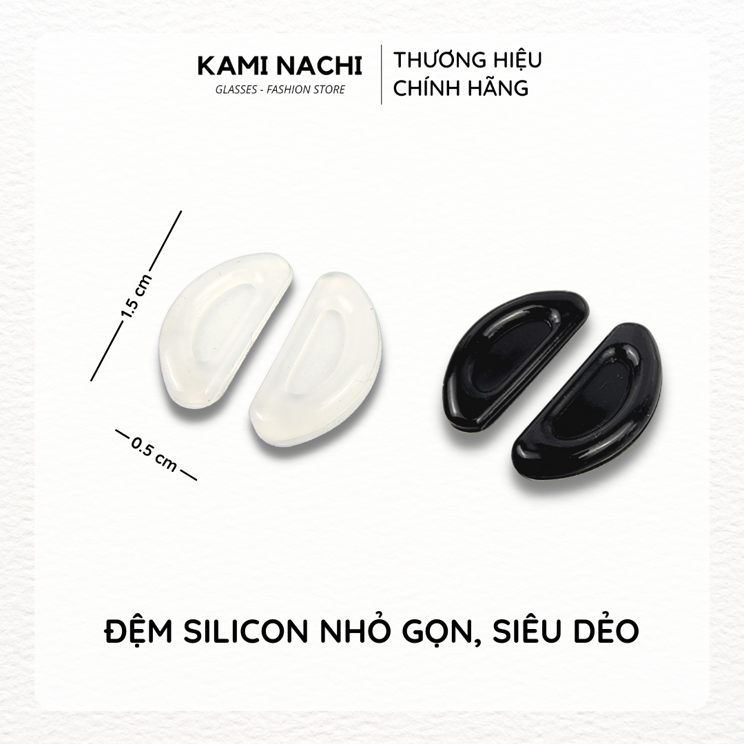 Bộ 2 miếng đệm mũi silicon hình bán nguyệt có mặt dán keo cho mắt kính KAMI NACHI