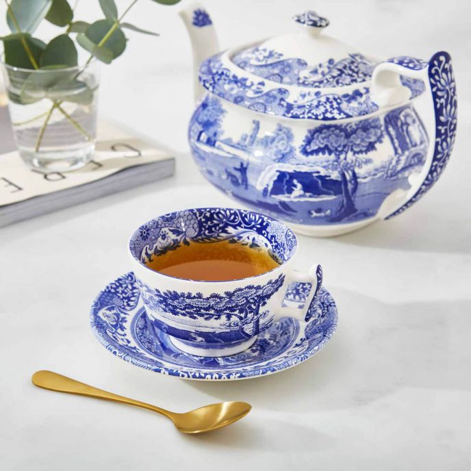 Bộ chén trà màu xanh phong cách vintage nhập khẩu Anh Quốc PM SPODE BLUE ITALIAN BLI1130
