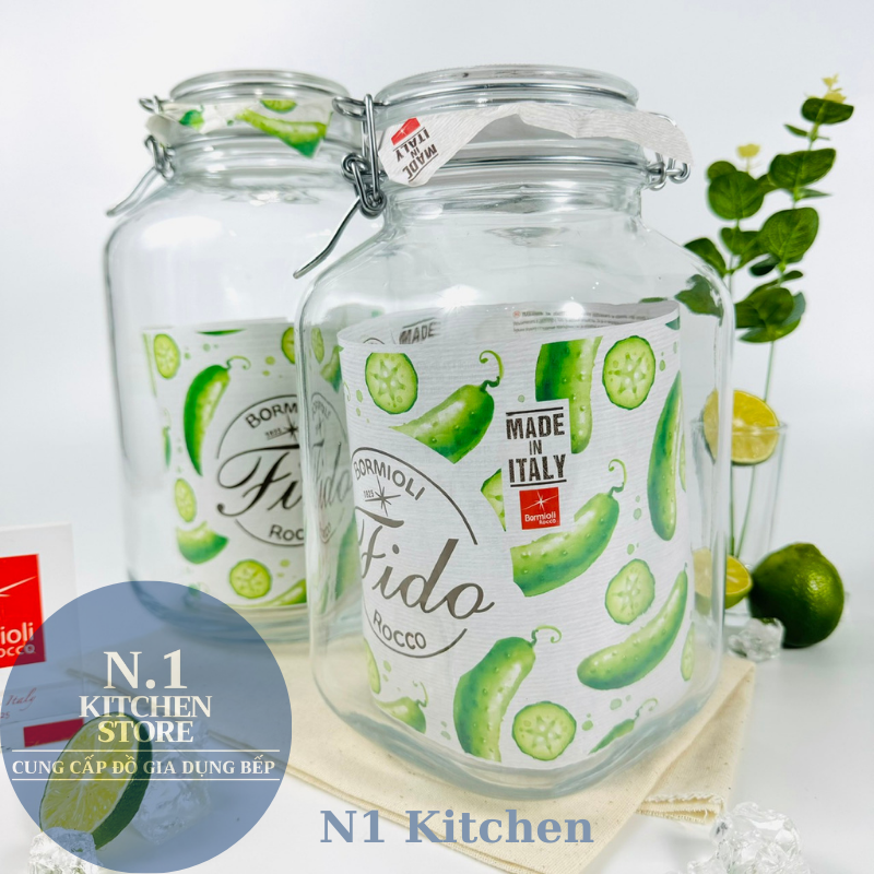 Hũ thủy tinh nắp cài kín hơi Fido Bormioli Rocco Ý - Hàng chính hãng