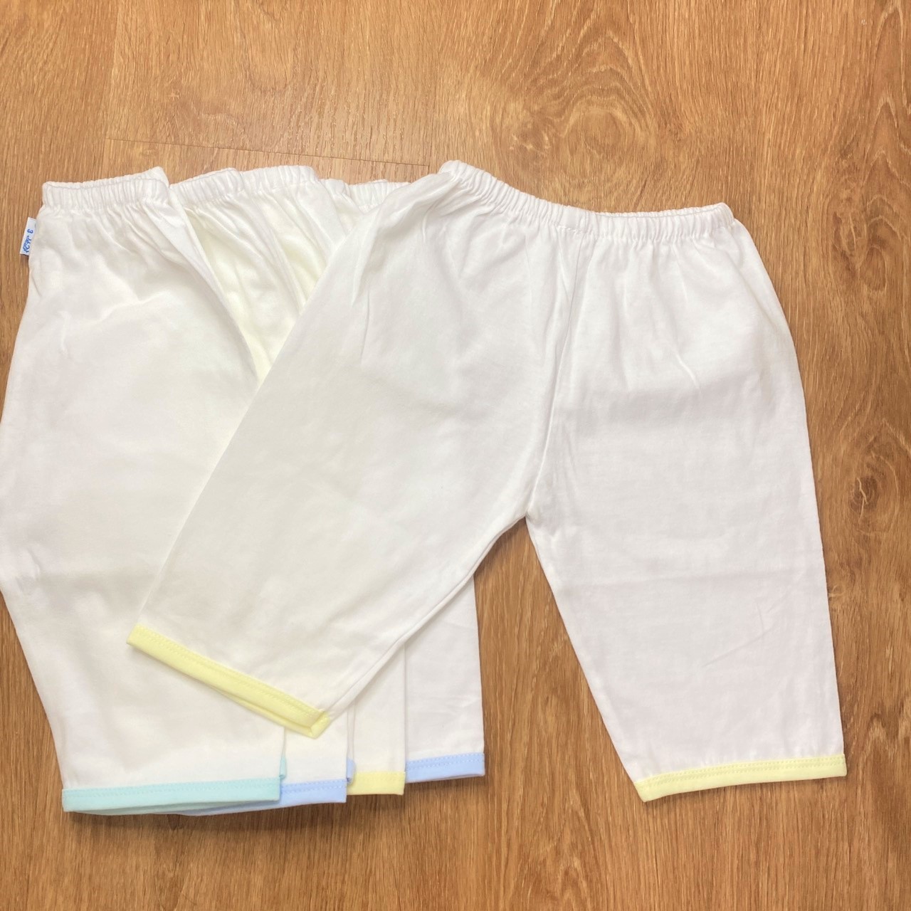 COMBO 5 Quần sơ sinh cotton J-FR GGY | Mẫu Quần dài trắng viền màu | Size 1 -4 cho bé sơ sinh - 11 kg| Hàng Việt Nam