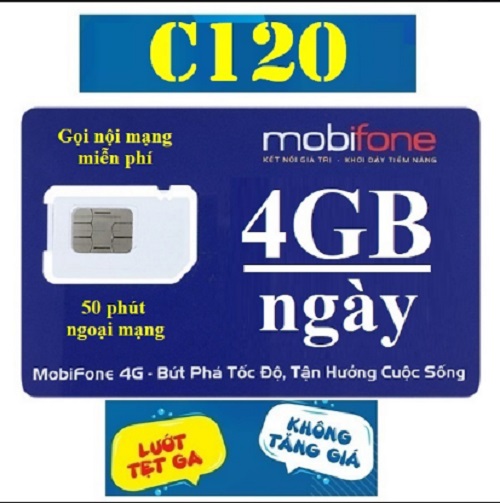 Sim 4G Mobifone C120 - Khuyến Mại 60GB/Tháng - Nghe Gọi Nội Mạng Miễn Phí + 50 Phút Gọi Liên Mạng - Hàng Chính Hãng -Mẫu ngẫu nhiên
