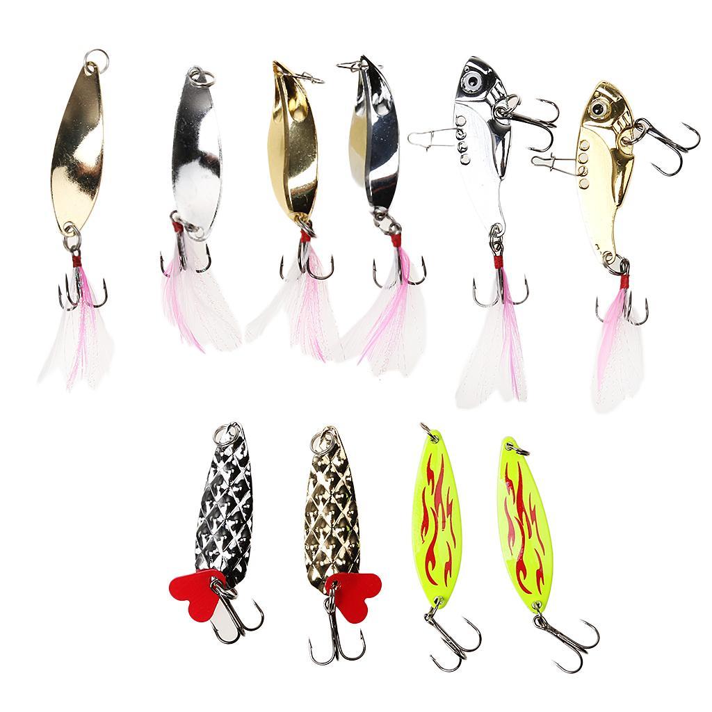 Pack of 10 Assorted Metal Fishing Lures Bass CrankBait Spoon Crank Bait Tackle