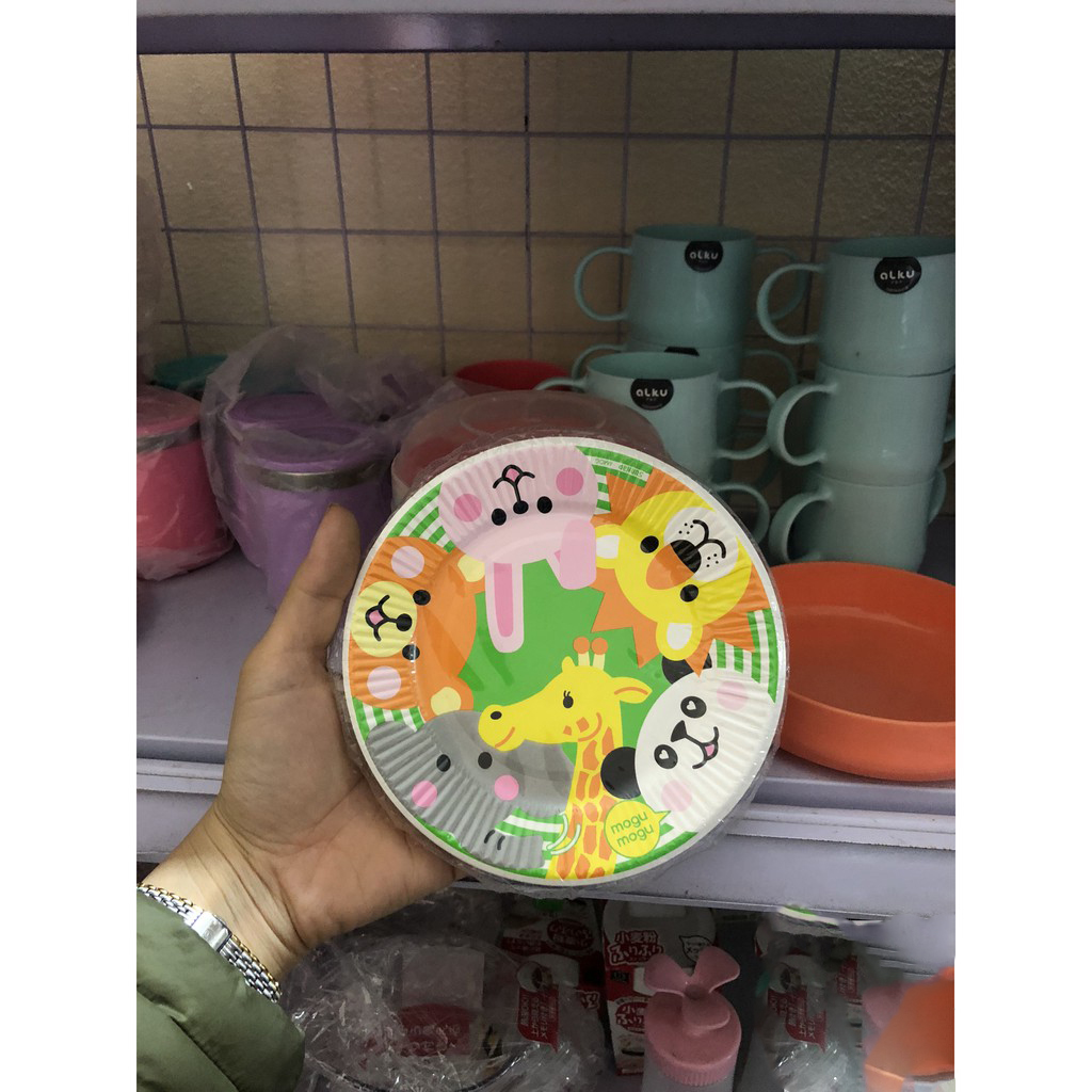 Bộ 2 đĩa giấy dùng một lần hình động vật (bộ 6 đĩa) - Hàng nội địa Nhật