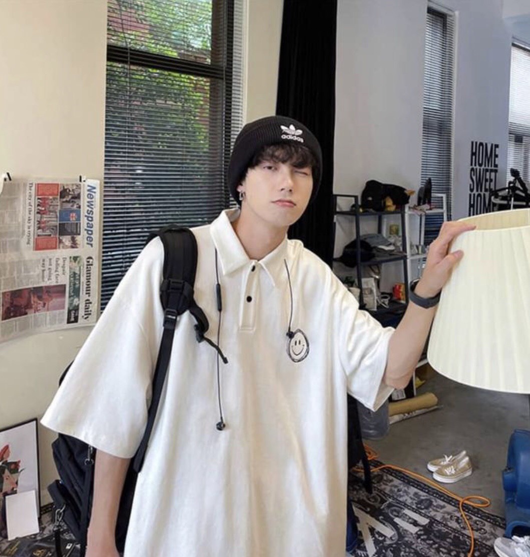 Áo thun polo mặt cười form rộng unisex  thanh lịch lịch sự trẻ trung chất đẹp hàng cao cấp