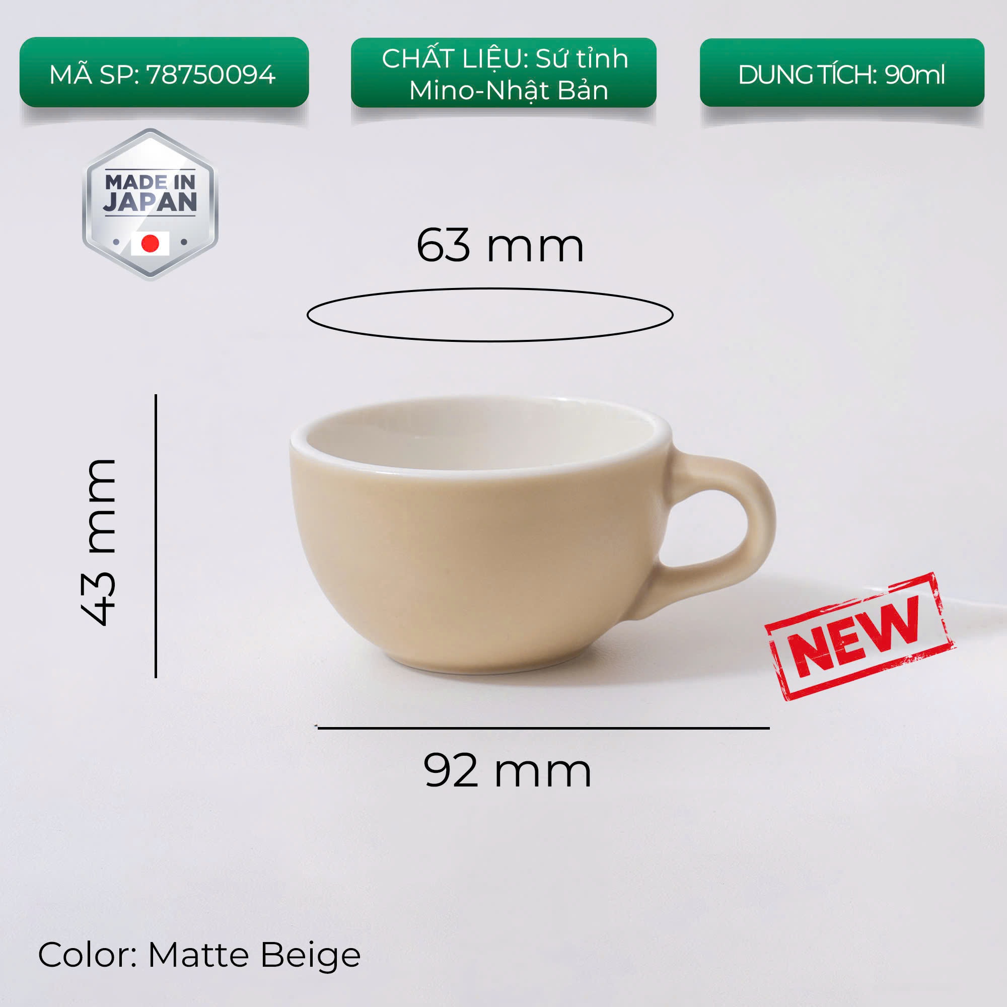 New 2024 Ly sứ Origami Espresso Bowl 90ml uống trà cà phê
