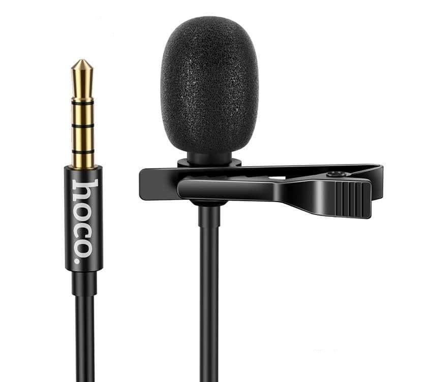 Microphone mini kẹp áo jack 3.5mm Hoco DI02 màng lọc âm khử tiếng ồn , thu âm nhạy dây dài 2m - Hàng chính hãng