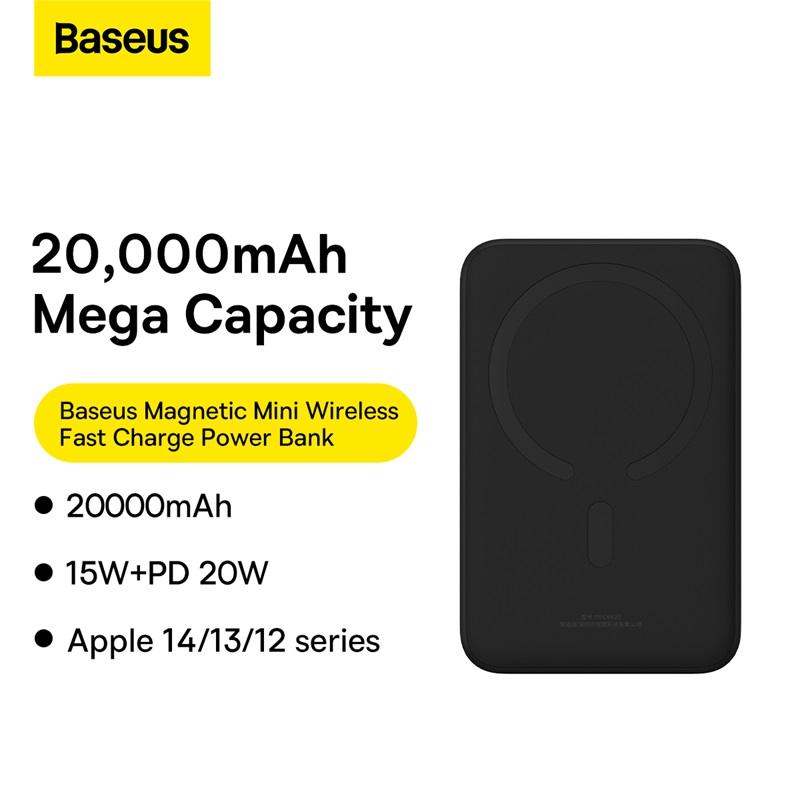 Pin Dự Phòng Không Dây Tích Hợp Nam Châm OS-Baseus Magnetic Mini Wireless Fast Charge Power Bank 20000mAh 20W (Kèm cáp C to C, 20V/3A, 30cm) (Hàng chính hãng)