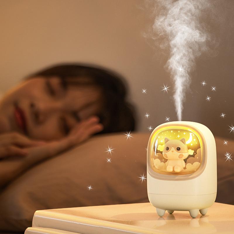 Máy Phun Sương Tạo Ẩm Không Khí USB Không Dây Siêu Âm Tinh Máy Khuếch Tán Tinh Dầu Hình Thú Dễ Thương Humidificador Với Bầu Không Khí Đèn Nhà