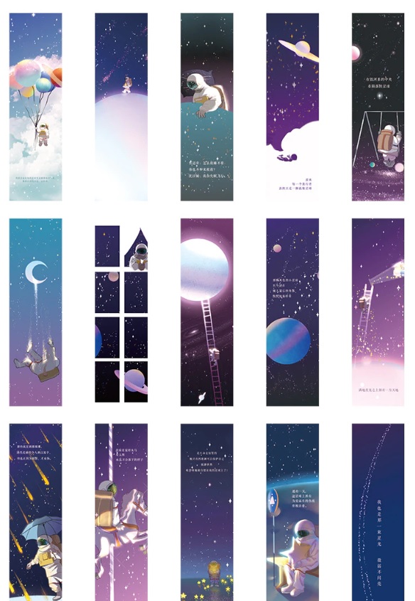 Hộp 30 Bookmark Đánh Dấu Sách Giấc Mơ Huyền Ảo - Du Hành Không Gian