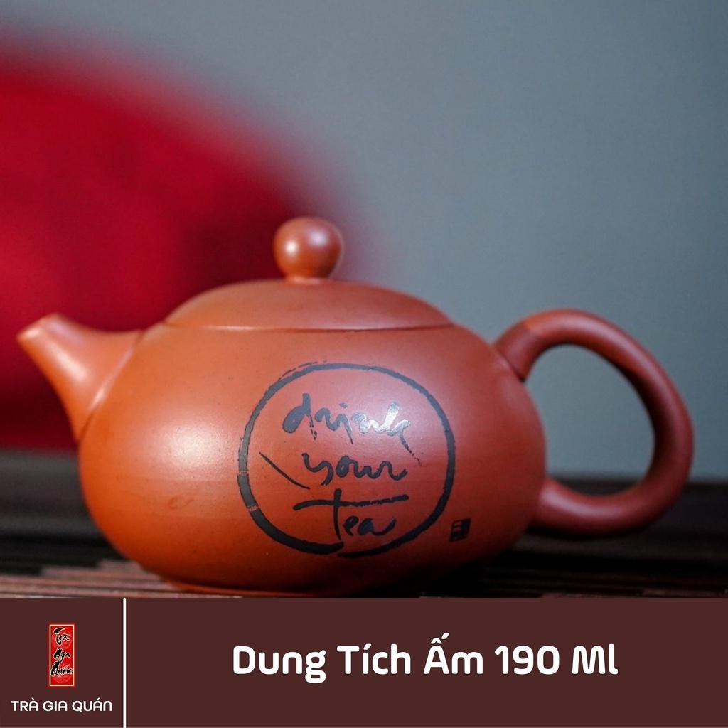 Ấm Uống Trà Độc, Song Ẩm YOU DRINK TEA Gốm Tử Sa Bát Tràng Đỏ Son Trà Gia Quán Họa Tiết Trơn Ánh Kim Sa