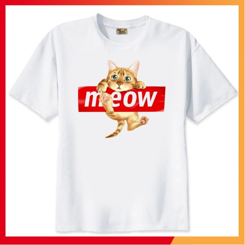 Áo thun Teen Nam Nữ in hình Mèo Meow - Form rộng BIGSIZE AZ M1684