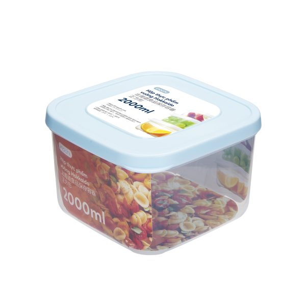Hộp thực phẩm vuông Hokkaido 2000ml - Giao màu ngẫu nhiên