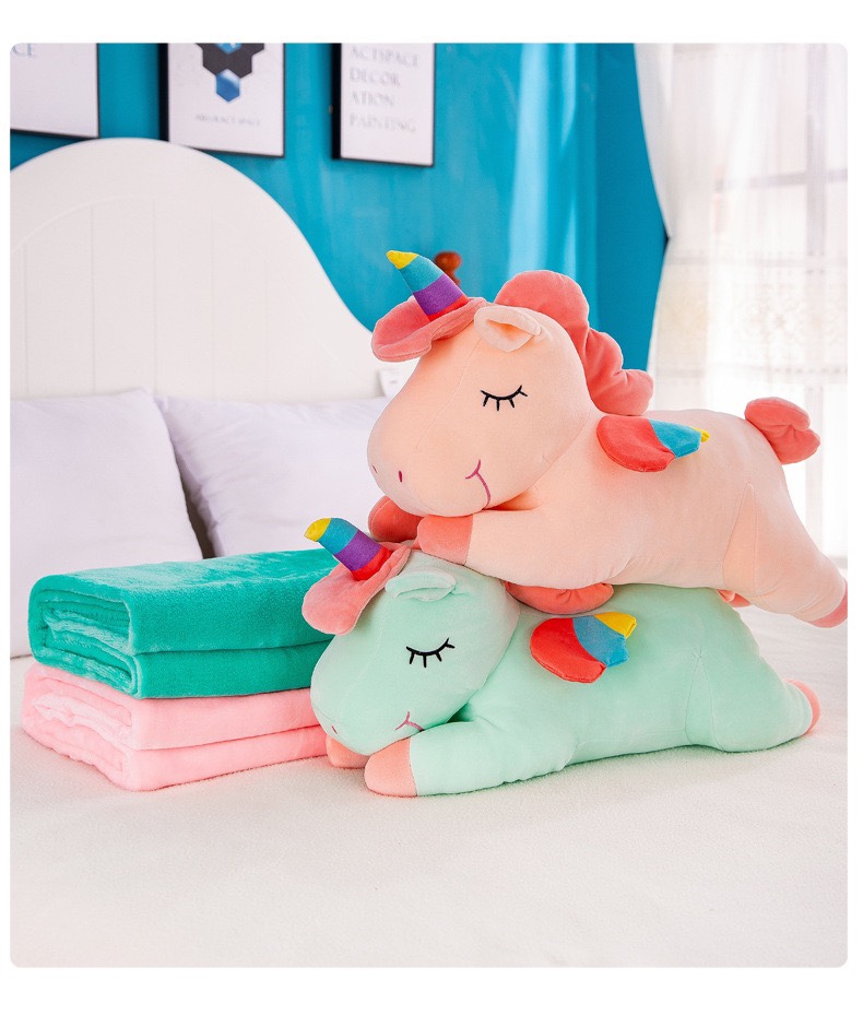 Gấu Bông Unicorn – Ngựa 1 Sừng Pony Siêu Cute (Mền + Gối) 2 in 1