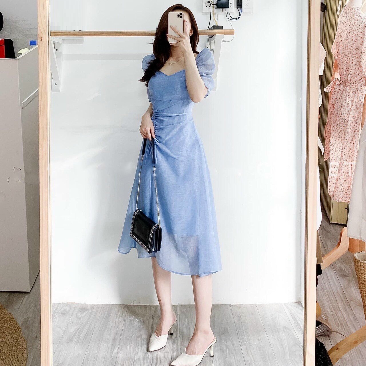 Đầm xòe tay phòng rút dây cục xinh GD82277A