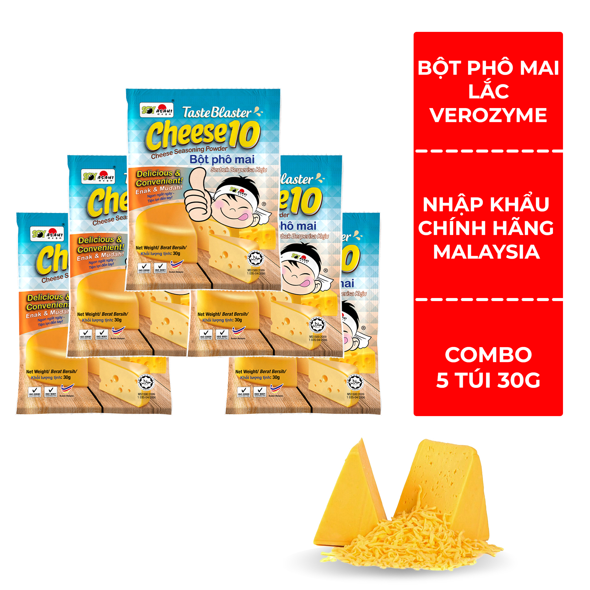 Combo 5 Gói Bột Phô mai Verozyme Malaysia Cheese Taste Blaster 30g/ gói - Thơm ngon tiện dụng bột lắc khoai lắc gà vô cùng tiện dùng cho gia đình bạn
