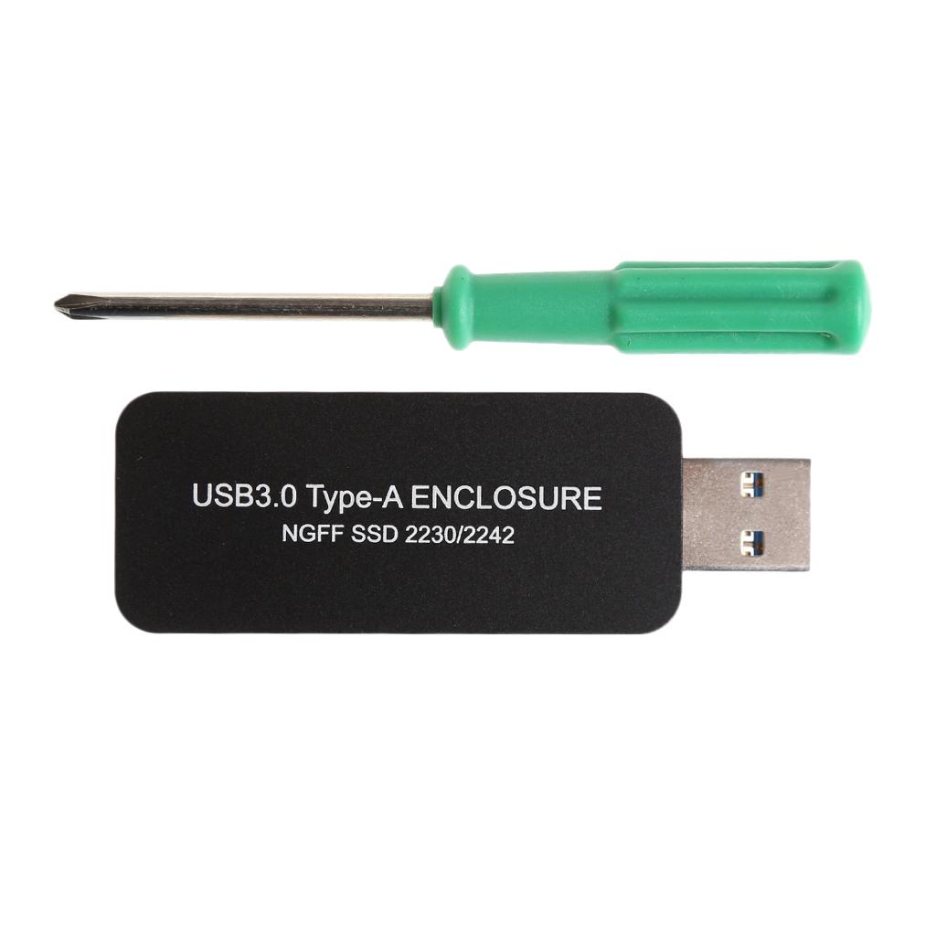 Aluminium 2230/2242 M.2 NGFF B Key SSD to USB 3.0 External Enclosure Black