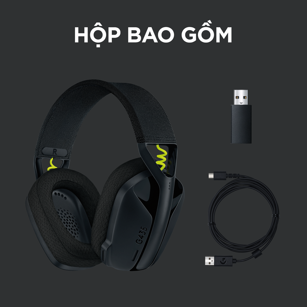 Tai nghe game không dây Bluetooth và Lighspeed Logitech G435 – Mic ảo tích hợp, nhẹ, tương thích PC, Điện thoại, PS4, PS5 - Hàng chính hãng - Màu