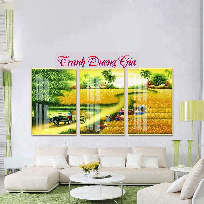 Tranh tráng gương 3D treo phòng khách mẫu đồng quê, nhẹ - bền - đẹp
