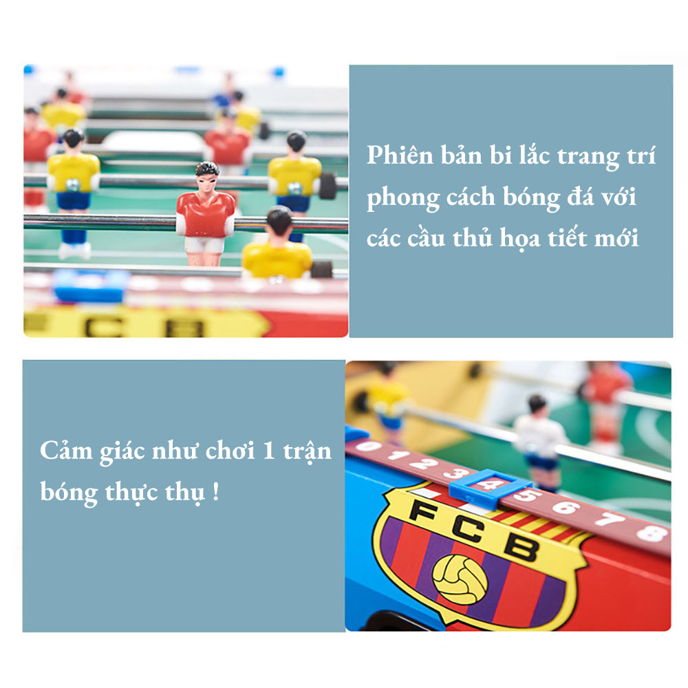 Bàn bi lắc bóng đá đội Real &amp; Barca bằng gỗ 69x37x24 cm size lớn nhiều màu sắc