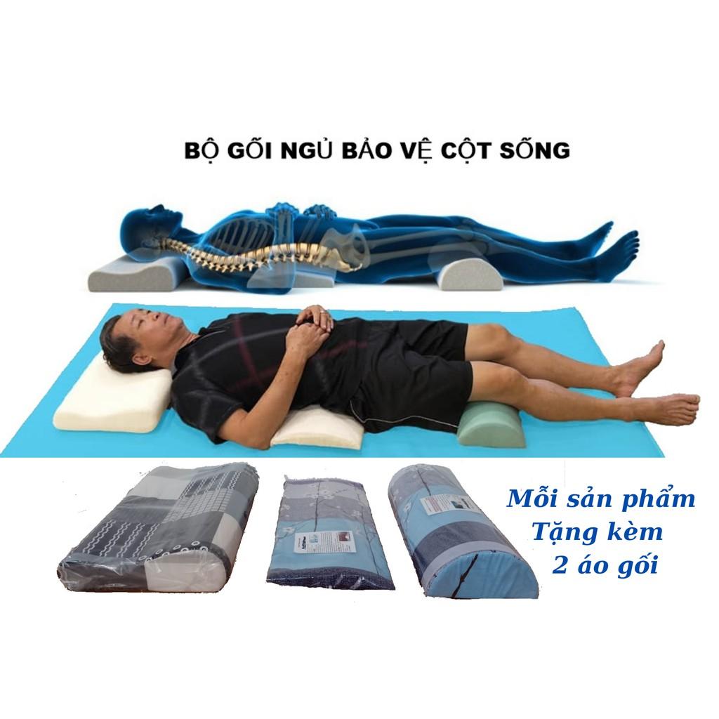 BỘ gối bảo vệ cột sống cổ , gối kê thắt lưng và gối kê chân khi ngủ, gối hỗ trợ cột sống
