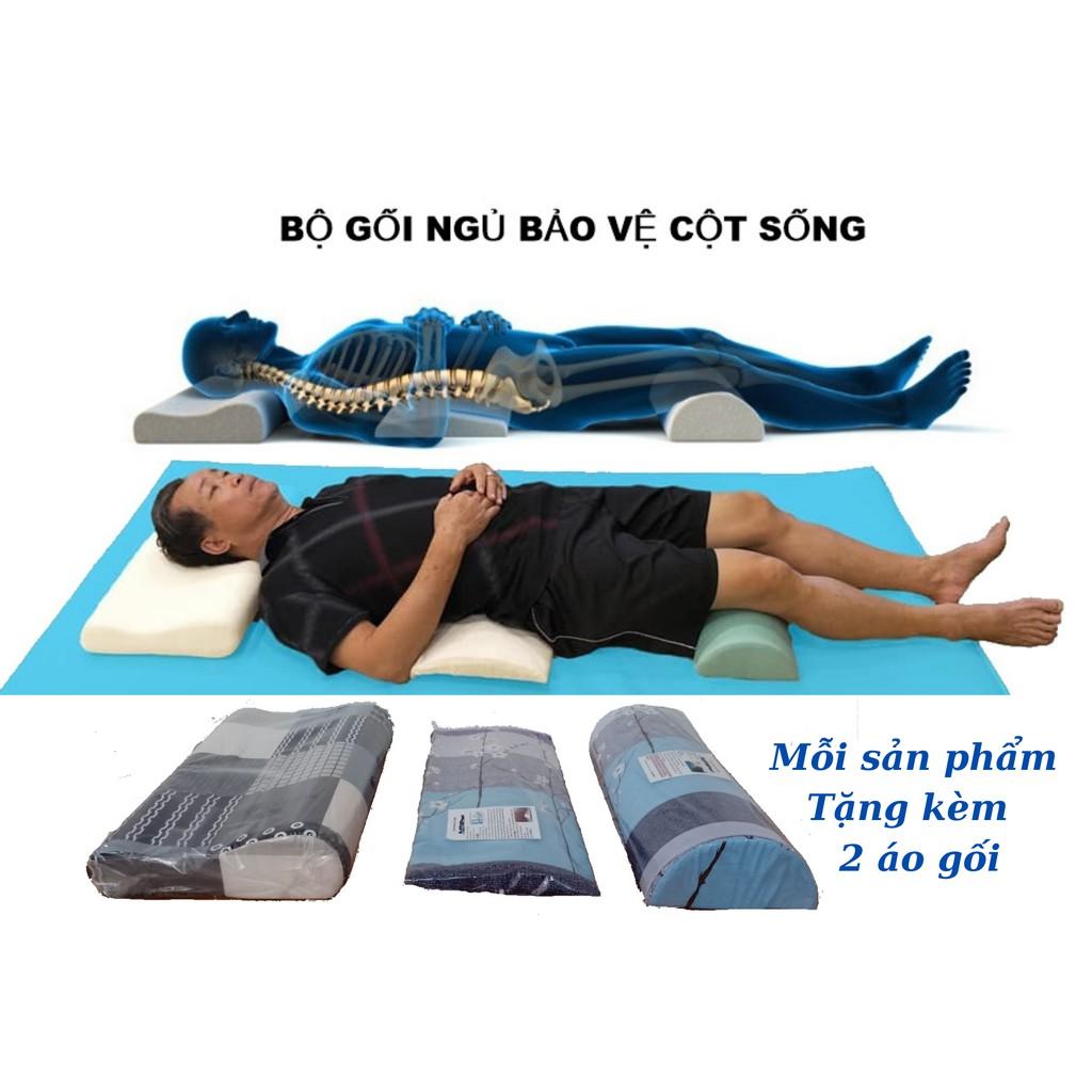 &lt;COMBO 3 &gt; BỘ gối bảo vệ cột sống cổ , gối kê thắt lưng và gối kê chân khi ngủ, gối hỗ trợ cột sống