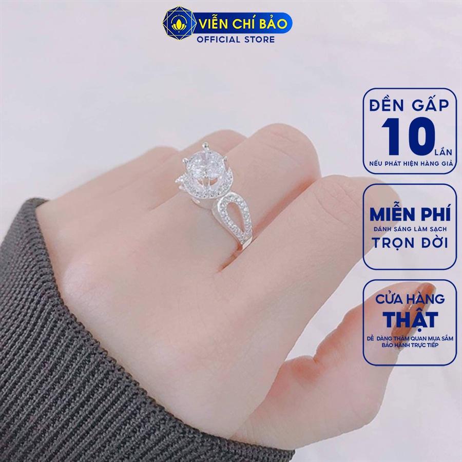 Nhẫn bạc nữ vô cực đá tròn trắng chất liệu bạc S925 thời trang phụ kiện trang sức nữ Viễn Chí Bảo N400304