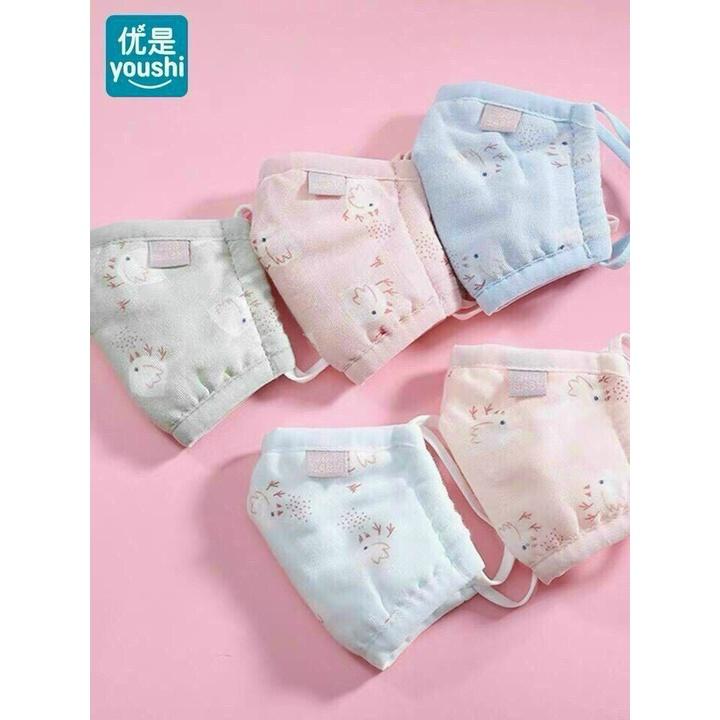 Khẩu trang xô xuất nhật 5 lớp có nút điều chỉnh cho bé đeo thoải mái Túi zip xịn xò
