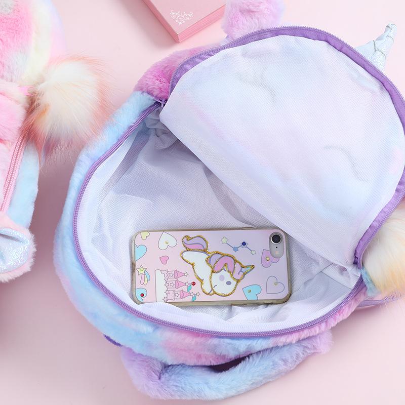 Hoạt Hình Dễ Thương Ba Lô Cô Gái Sang Trọng Kỳ Lân Lưng Dễ Thương Thời Trang Lông Thú Ba Lô Trẻ Em Schoolbag Trẻ Em Tặng Túi Sách