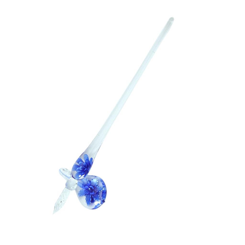 Vintage Glass WRITING PEN Elegant Crystal Glass Dip Sign Pen Gift 6 Colors