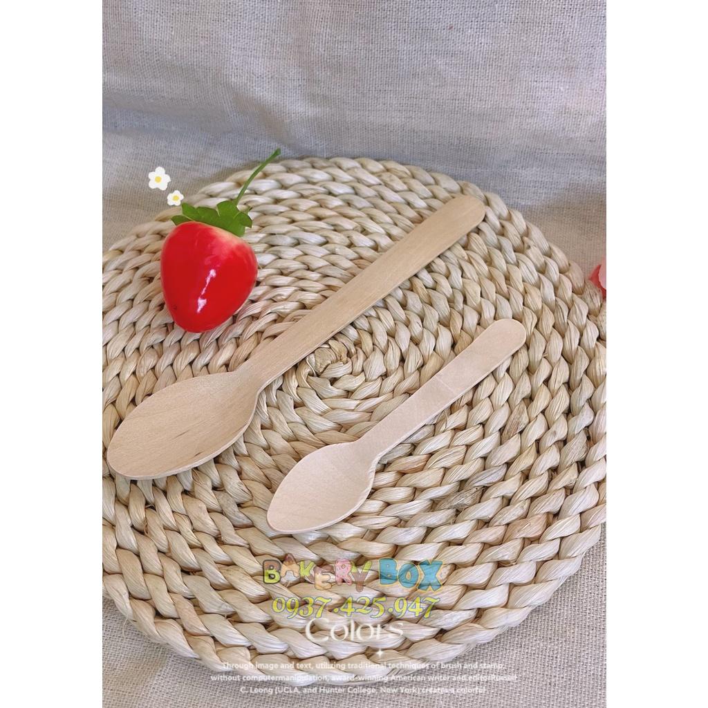 100 Muỗng gỗ nhỏ 11cm dùng ăn tiramisu , panna cotta, mousse