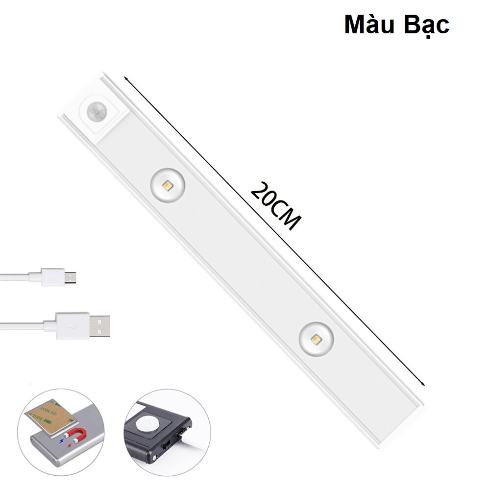 Đèn mắt mèo QFire cảm biến hồng ngoại 3 màu trong 1, tự động bật/tắt ánh sáng, sạc USB không dây, trang trí tủ đồ, nhà bếp, phòng khách, bàn làm việc